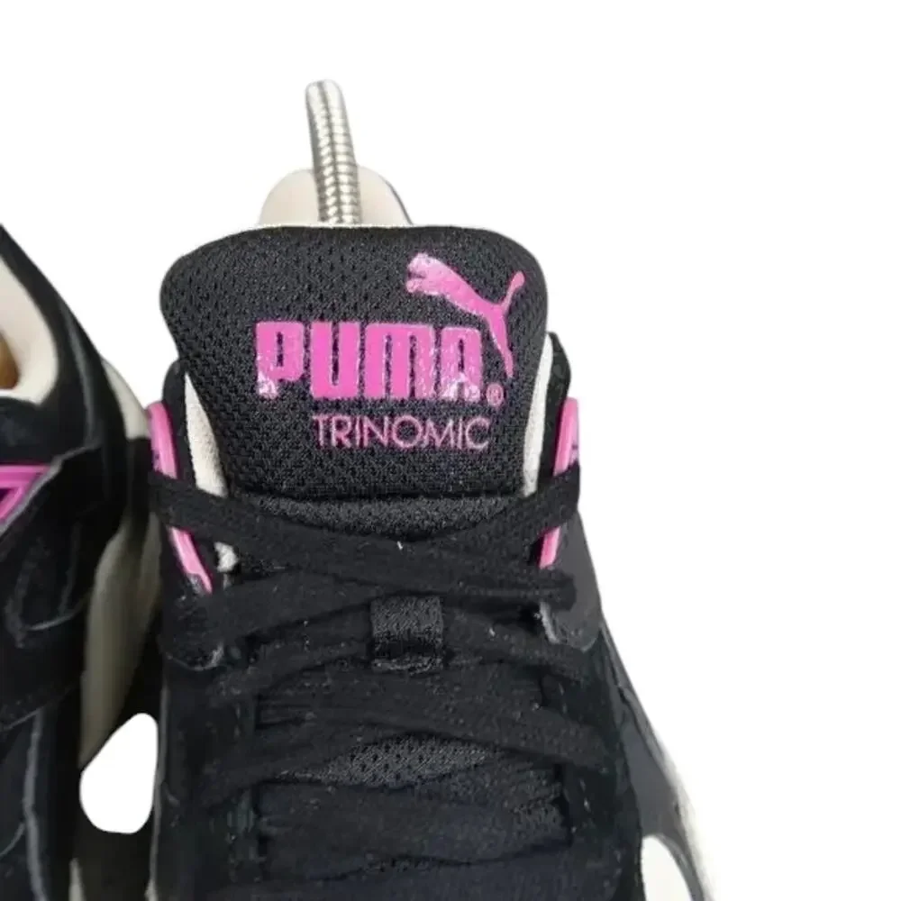 Puma Shoes Womens 6.5 Athletic Trainer Leather Blocks Stripes Trinomic Sneakers